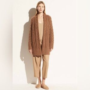 Vince Braided Cable Cardigan in Camel Size XS